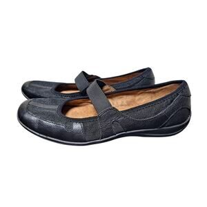 Naturalizer Women's 8.5M Friday Mary Jane Flats Black Leather/ Mesh Slip Ons